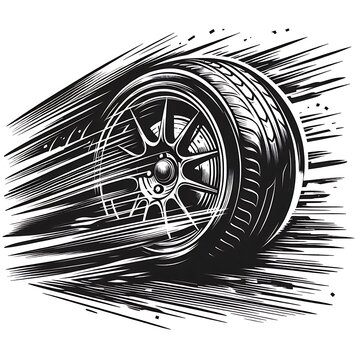black and white tire spinning fast clip art preview