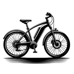 Fototapeta premium Black and white illustration of an electric bicycle.