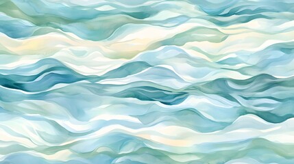 Obraz premium Abstract Watercolor Painting of Flowing Teal Waves