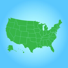 United states of america vector map, editable blank vector map of USA