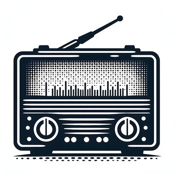 recommend clip art: Vintage radio with antenna and tuning dials.