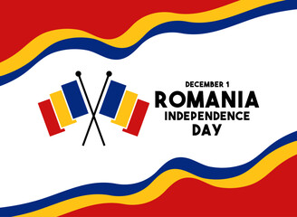 Romania Independence Day. December 1. Romania flag. Flat design vector. Poster, banner, card, background.