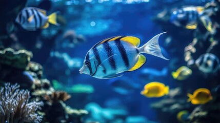 Aquaculture and marine fauna create an engaging background, perfect for design templates and watery wallpapers. Ideal for projects requiring aquatic visuals or themes.