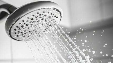 Shower head designed for a splash of refreshment, emphasizing natural style and functional convenience. The image captures the essence of a refreshing shower experience with ample copy space.