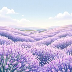 Obraz premium Charming watercolor pattern featuring lavender fields and purple thistle flowers, organic, country style, grace, rustic, peaceful