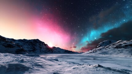 Fototapeta premium aurora borealis in the mountains