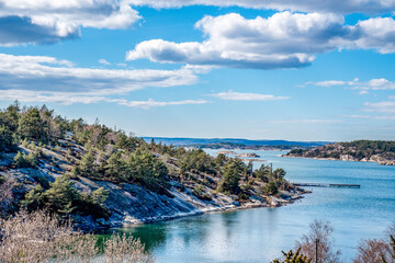 Obraz premium Beautiful Coastal Landscape with Blue Sky and Nature