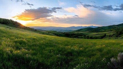 Fototapeta premium sunset over the mountains