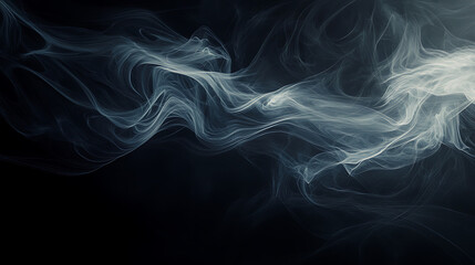 Fototapeta premium A long, wavy stream of smoke is shown in a black background