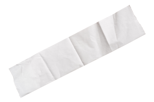 Crumpled long receipt paper on white background with clipping path