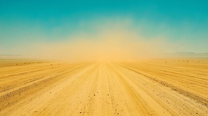 Fototapeta premium Endless Desert Highway Disappearing into the Horizon s Heat Haze