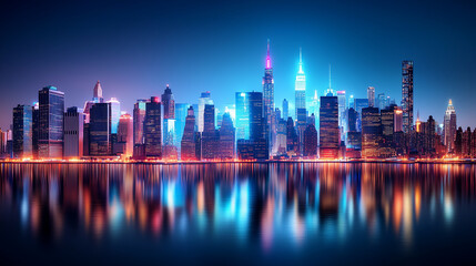 Fototapeta premium 夜間の都市の街並み