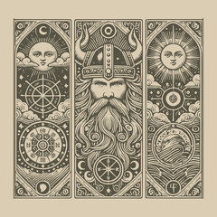 artistic viking tarot playing card tattoo
