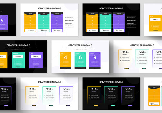 Pricing Table Set Layout