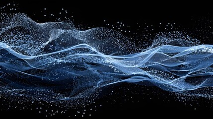 Abstract Blue Wave Particle Design Background