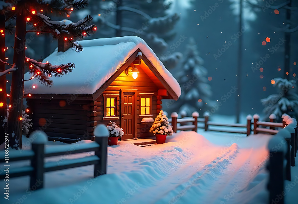 Fototapete christmas winter background with snow and blurred bokeh.merry christmas and happy new year greeting 