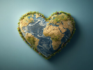 Fototapeta premium Heart-shaped Earth with lush greenery symbolizes love for the planet