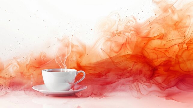 A cup of Americano coffee with steam rising, isolated on white background