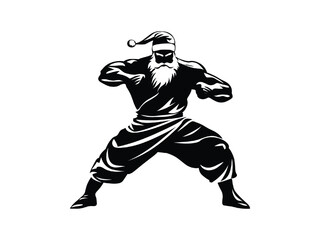 Christmas Wrestling Santa Silhouettes - Festive Sports Design