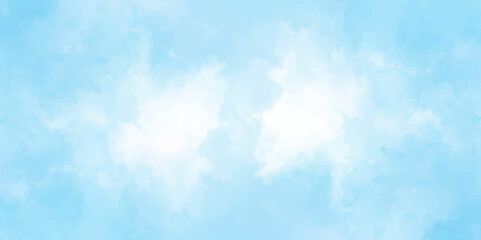 Fototapeta premium Beautiful sunny sky. tiny clouds. colorful watercolor background. Creative, modern, design, art, pattern, texture. blur, smoky background. Cloudy concept. Vintage style. Hand painted. Soft clouds, sky