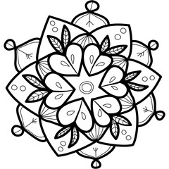 hand draw mandala pattern black lines vector