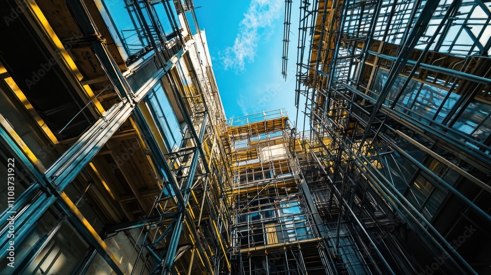 Poster Building Construction Scaffolding Metal Framework Structure