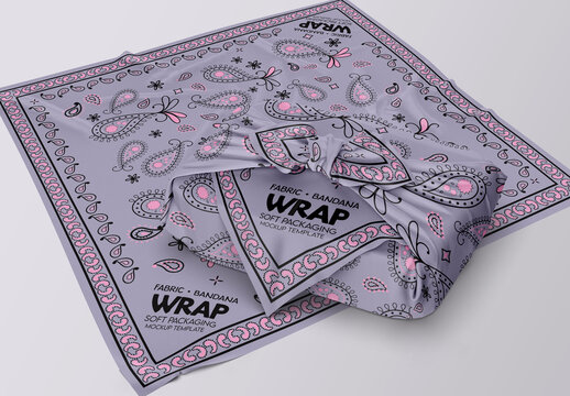 Fabric Bandana Wrap Packaging Close up Left view Mockup