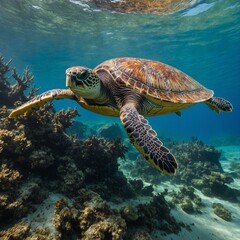 Fototapeta premium Aquatic life encompasses all living organisms that inhabit water environments, including oceans, rivers, lakes, and wetlands. It includes a diverse range of species such as fish, crustaceans, mollusks