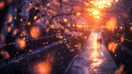 Fototapeta premium A serene garden of cherry blossoms enjoying the beauty of blooming sakura on a sunny day