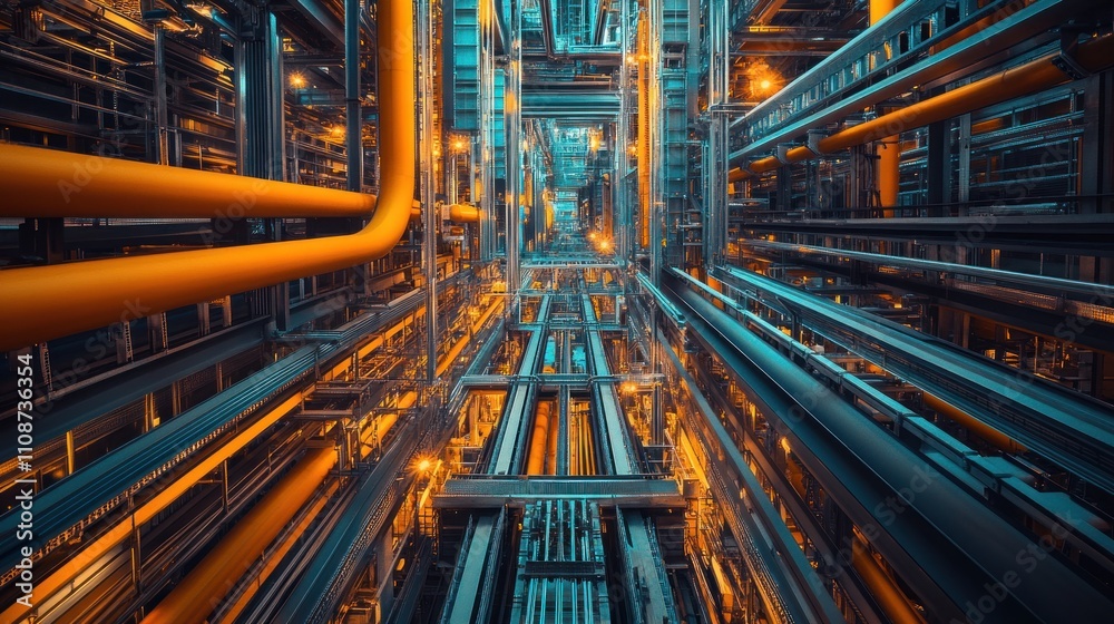 Aufkleber industrial complex intricate network of pipes and structures