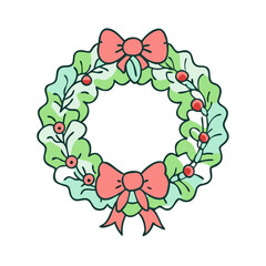 wreath vector icon, christmas vector illustration - simple illustration of awreath, symbolizing holiday celebrations and festive spirit. christmas flat illustration.