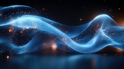 Obraz premium Dynamic light waves dance in abstract art digital studio visuals dark environment futuristic concept