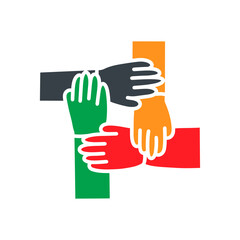 Fototapeta premium four diverse, a man holding each others wrists