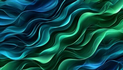 Obraz premium Abstract colorful wavy pattern with vibrant blue and green gradients creating a smooth and flowing design ideal for backgrounds and creative projects.