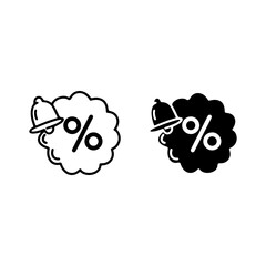 tag price icon set with bell notification for discount