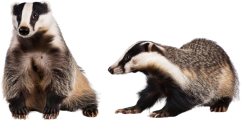Two European Badgers Wildlife Animals Nature Photography