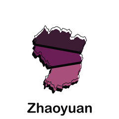 Zhaoyuan City map, map of China Country polygon style geometric simple design template, map on white background