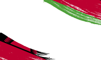 Malawi Flag with Brush Stroke Effect, Grunge brush stroke. Watercolor painting flag