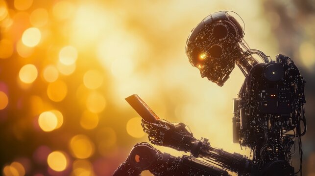 Silhouette of Humanoid Robot in Educational Tech Setting