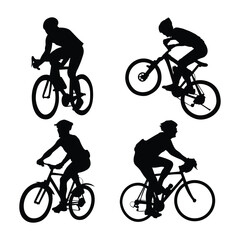 Fototapeta premium silhouette of a person riding a bike