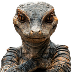 Humanoid reptilian on a white transparent background. 