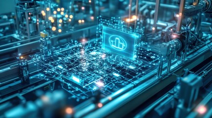 Modern factory, communication network. Telecommunication. IoT, Internet of Things, ICT, Information communication Technology,. Smart factory. Digital transformation, cloud connecting,