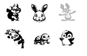 Beautiful Animal package gray ( rabbit, panda, tortoise, hare)