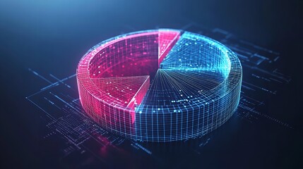 Abstract Pie Chart Top View on Technology Blue Background
