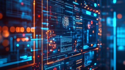 Obraz premium Abstract Polygonal 3D Illustration of Computer Screen and Robot