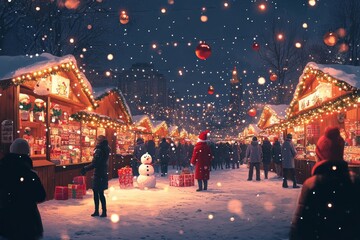 Obraz premium クリスマスのナイトマーケット