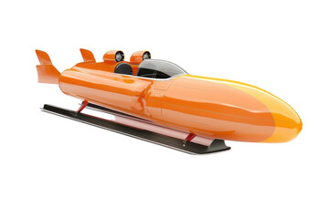 Innovative orange sled designed for speed on snowy terrains in a winter sports setting