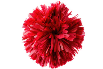 Bright red pom pom used for decoration in crafting and celebrations