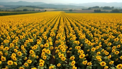 Golden Sunflower Field at Sunset: A Breathtaking Display of Nature's Beauty