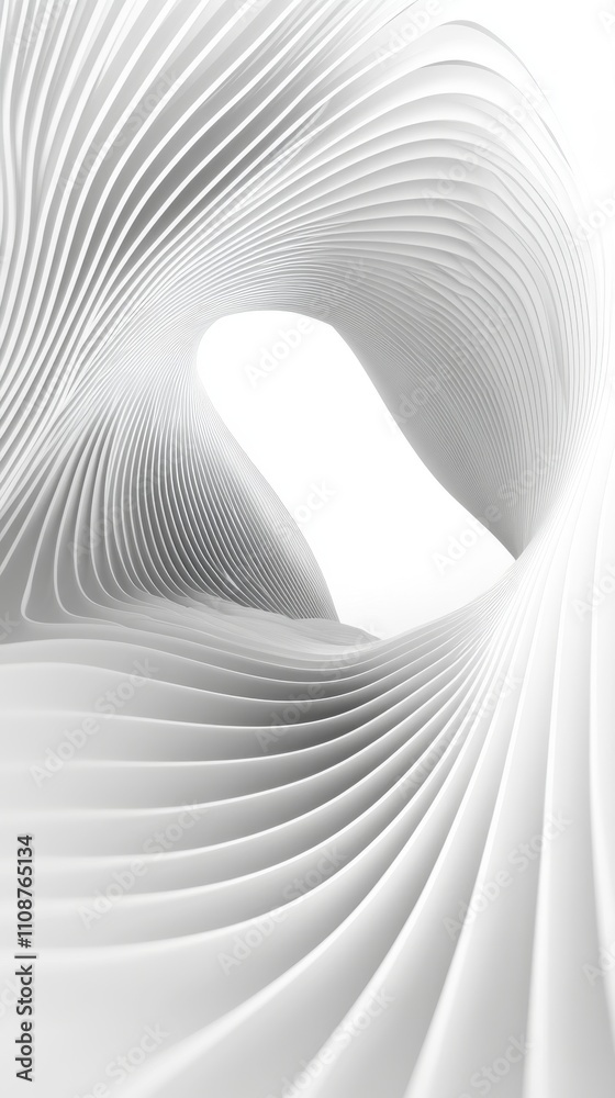Poster abstract white wave-like structure creating a surreal and flowing visual effect.